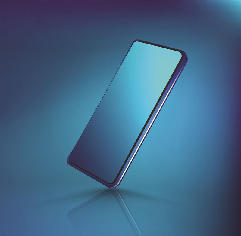 blank cell phone with a blue background